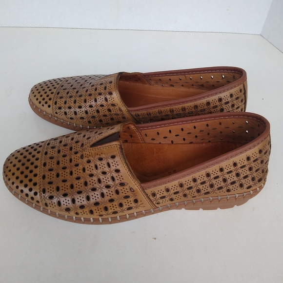 Spring Step Brown Perforated Loafers - Picture 2 of 9